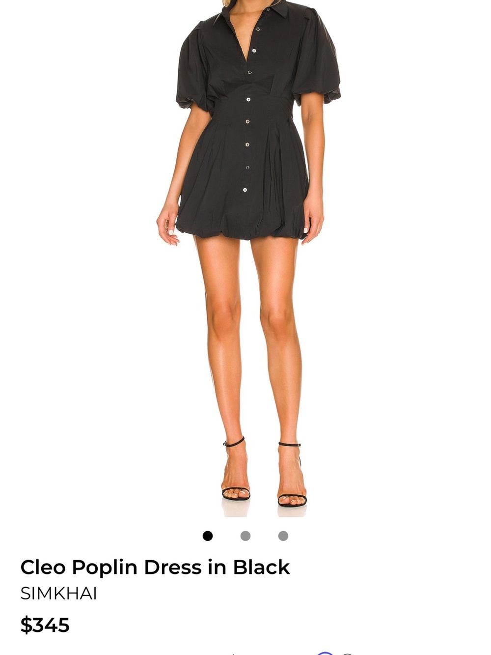 Jonathan Simkhai Black Cleo Poplin Short Dress